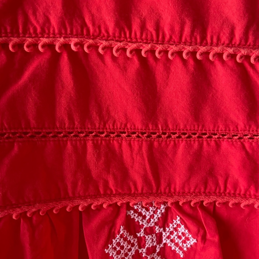 Zara Woman Red Embroidered Long-Sleeve Blouse Size L Excellent Condition - Picture 8 of 9
